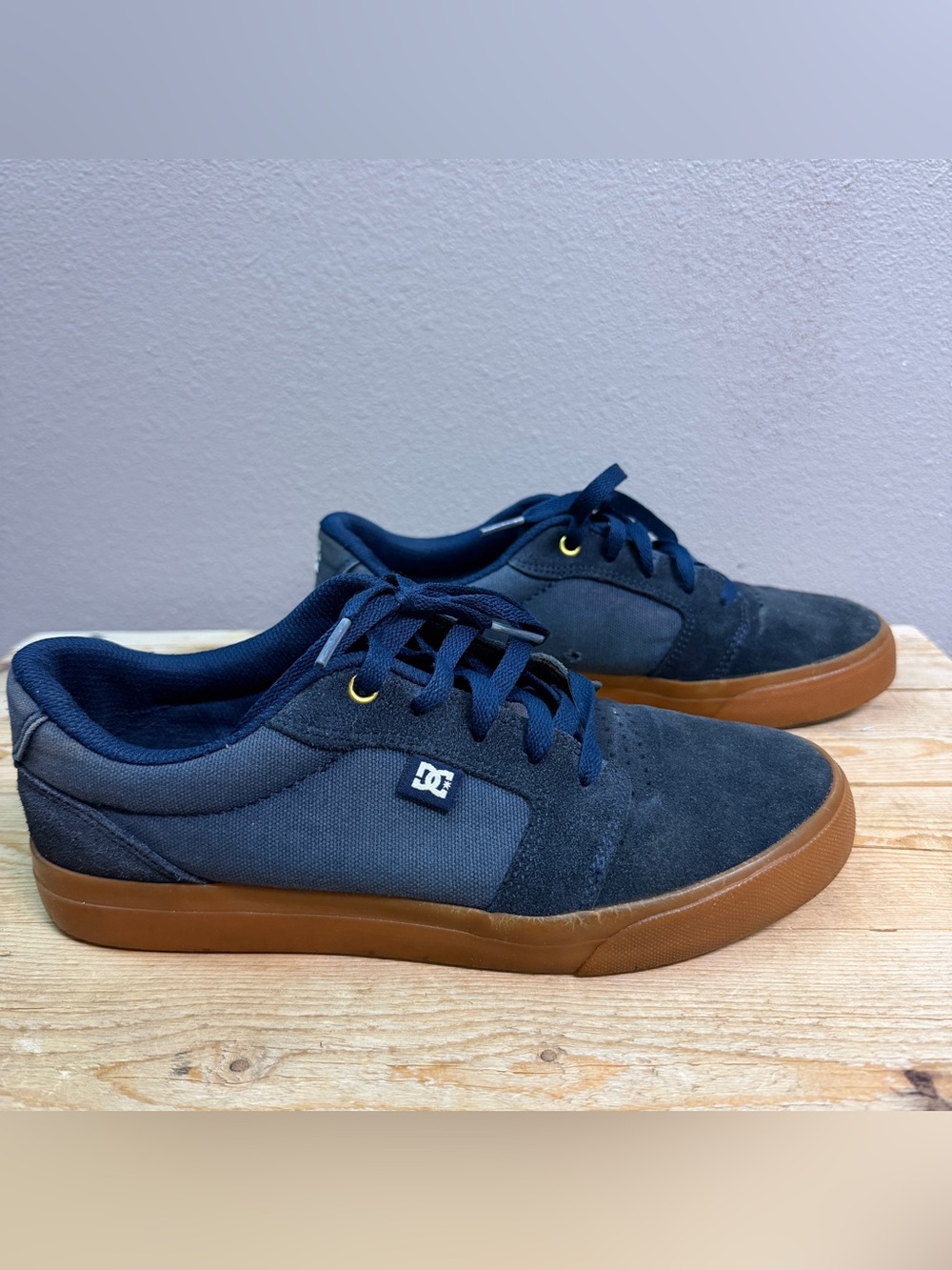 DC Navy Low-Top Skate Sneakers with Gum Outsole